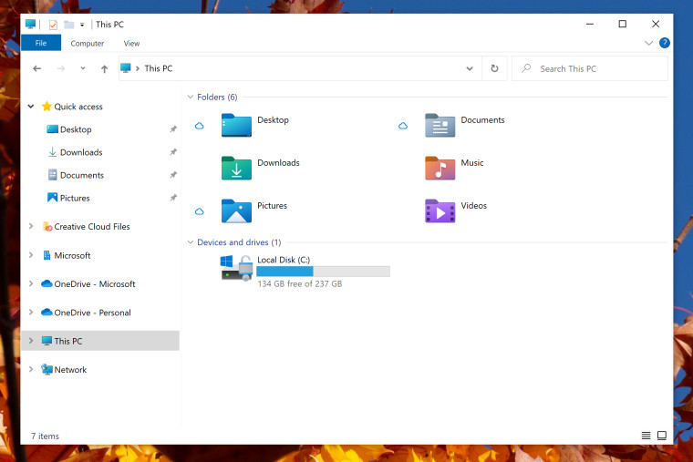 Screenshot of File Explorer with new icons